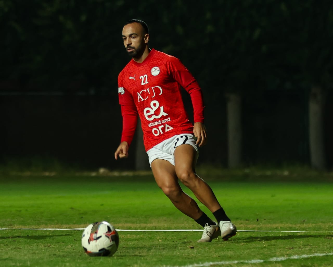 تدريب منتخب مصر المشارك في كأس العرب استعدادًا لمواجهتي الجزائر